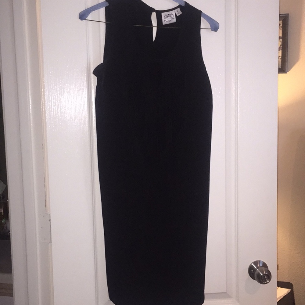 HLSR24 Black dress with fringe front
